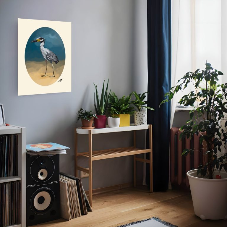 heron on wall